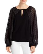 Vince Camuto Woven Long Sleeve Keyhole Front Top