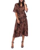 B Collection By Bobeau Orna Leopard-print Wrap Dress
