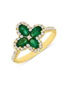 Bloomingdale's Emerald & Diamond Clover Ring In 14k Yellow Gold - 100% Exclusive