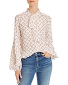 7 For All Mankind Printed Tie-neck Blouse