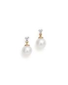 Bloomingdale's Cultured Freshwater Pearl & Diamond Drop Earrings In 14k Yellow Gold - 100% Exclusive