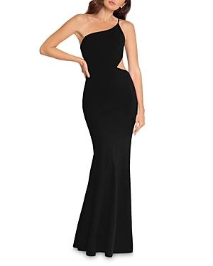 Aqua Asymmetric Side Cutout Gown - 100% Exclusive