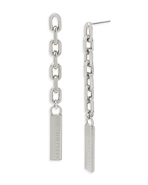 Allsaints Logo Etched Chain Link Linear Drop Earrings