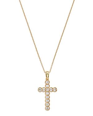 Bloomingdale's Diamond Milgrain Cross Pendant Necklace In 14k Yellow Gold, 0.25 Ct. T.w. - 100% Exclusive