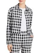 T Tahari Cropped Check Print Jacket