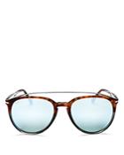 Persol Sartoria Mirrored Brow Bar Round Sunglasses, 54mm