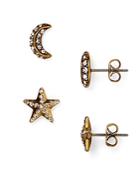 Marc Jacobs Moon & Star Asymmetric Stud Earrings