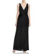 Laundry By Shelli Segal Foil V-neck Gown