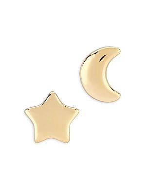 Bloomingdale's Star & Moon Mismatch Stud Earrings In 14k Yellow Gold - 100% Exclusive