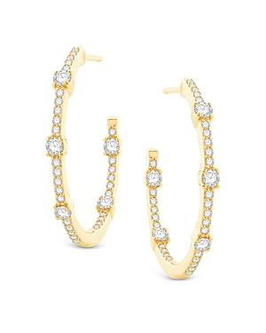 Bloomingdale's Diamond Inside Out Medium Hoop Earrings In 14k Yellow Gold, 1.0 Ct. T.w. -100% Exclusive