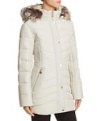 Anne Klein Long Faux Fur Trim Hooded Jacket - Compare At $260
