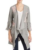 Billy T Frayed Floral Embroidered Jacket