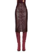 Alberta Ferretti Button Front Leather Midi Skirt