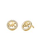 Michael Kors Pave Logo Stud Earrings In 14k Gold-plated Sterling Silver, 14k Rose Gold-plated Sterling Silver Or Sterling Silver
