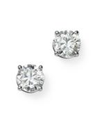 Certified Diamond Round Stud Earrings In 14k White Gold, 2.0 Ct. T.w. - 100% Exclusive