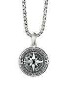 David Yurman Men's Sterling Silver Maritime Compass Amulet With Black Diamond