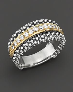 Lagos 18k Gold And Sterling Silver Caviar Band Ring