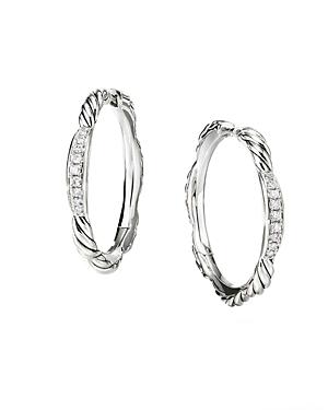 David Yurman Tides Hoop Earrings With Diamonds In Sterling Silver