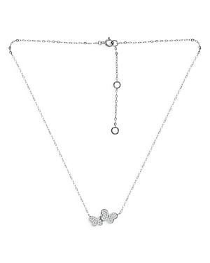 Aqua Pave Double Butterfly Pendant Necklace In Sterling Silver, 15.5-17.5 - 100% Exclusive