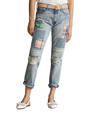 Polo Ralph Lauren Avery Patchwork Boyfriend Jeans In Light Indigo