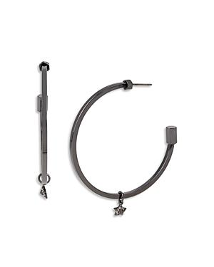 Allsaints Pave Celestial Charm Open Hoop Earrings