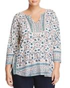 Lucky Brand Plus Block Floral Tunic