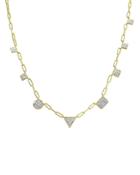 Meira T 14k White & Yellow Gold Diamond Geometric Paperclip Link Statement Necklace, 18