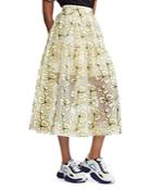 Maje Jizia Floral-embroidered Midi Skirt