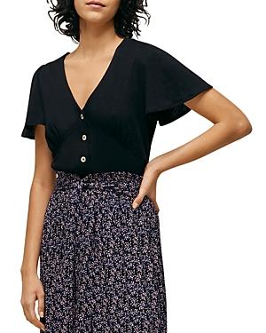 Whistles Button Front Frill Top