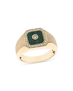 Bloomingdale's Men's Malachite & Diamond Ring In 14k Yellow Gold - 100% Exclusive