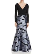 Avery G Floral Mermaid-skirt Gown