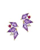 Bloomingdale's Amethyst, Pink Sapphire & Diamond Accent Stud Earrings In 14k Yellow Gold - 100% Exclusive