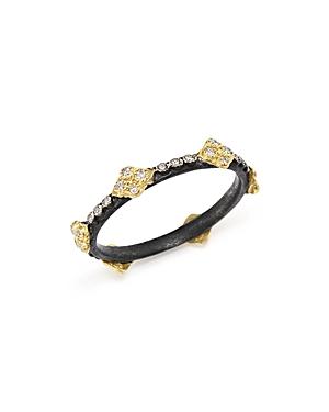 Armenta 18k Yellow Gold And Blackened Sterling Silver Cravelli Cross Diamond Stacking Ring