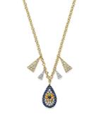 Meira T 14k White And Yellow Gold Sapphire And Diamond Evil Eye Teardrop Pendant Necklace, 18