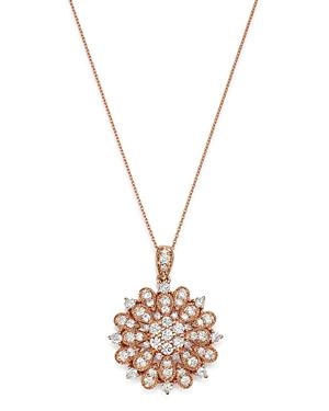 Bloomingdale's Diamond Flower Burst Pendant Necklace In 14k Rose Gold, 1.0 Ct. T.w. - 100% Exclusive