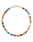 Aqua Multicolor Beaded Ankle Bracelet In Gold Tone - 100% Exclusive