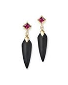 Olivia B 14k Yellow Gold Onyx Spike, Rhodolite Garnet & Diamond Drop Earrings - 100% Exclusive