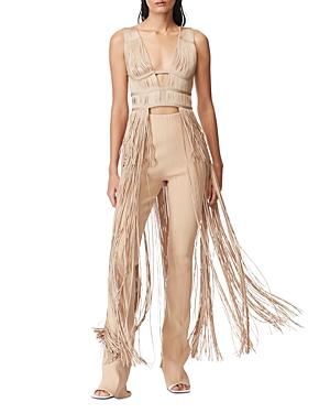 Herve Leger Plunging Long Fringe Top