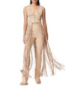 Herve Leger Plunging Long Fringe Top