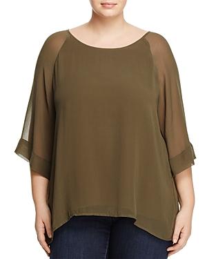 B Collection By Bobeau Curvy Birdie Mixed Media Top