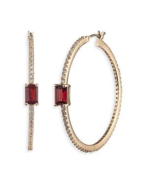 Lauren Ralph Lauren Pave & Baguette Stone Hoop Earrings