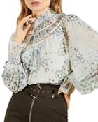 Ted Baker Floral Print Gathered Neck Top