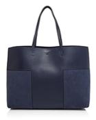 Tory Burch Block-t Leather And Suede Tote