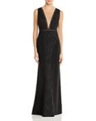 Aidan By Aidan Mattox Plunging Embroidered Gown - 100% Exclusive