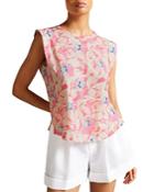Ted Baker Kashaa Floral Print Shoulder Pad Tee