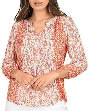 Daniel Rainn Patchwork Print Puff Sleeve Top