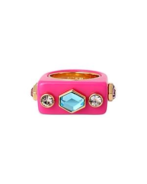 Kurt Geiger London Mixed Crystal Rectangle Resin Ring