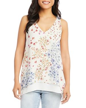 Karen Kane Petites Floral Print Split Back Tank Top