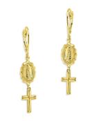 Bloomingdale's Virgin Mary & Cross Drop Earrings In 14k Yellow Gold - 100% Exclusive