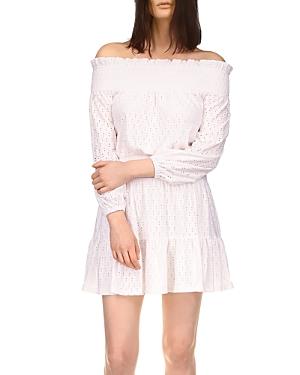 Michael Michael Kors Off-the-shoulder Eyelet Mini Dress